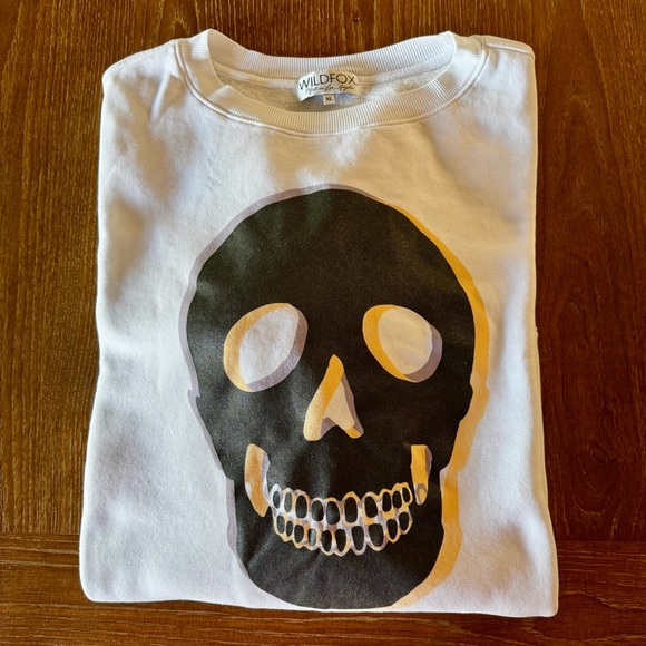 Wildfox Tops - OVERSIZED white Wildfox skull sweatshirt XL